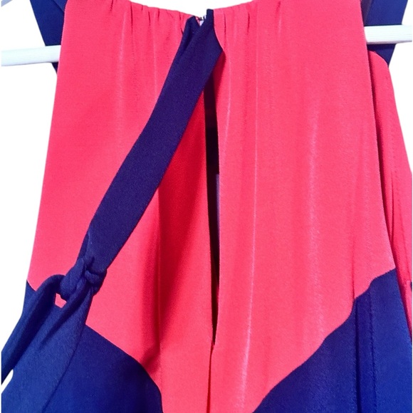 Vince Camuto Maxi Dress Halter Color block Women’s Sz 8 Navy Winter White Coral - Picture 7 of 8